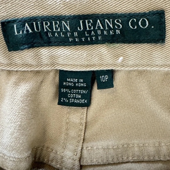 Vintage Ralph Lauren Pants Jeans Sz 10 Petite Tan Studded Preppy Bootcut Y2K - Picture 7 of 8
